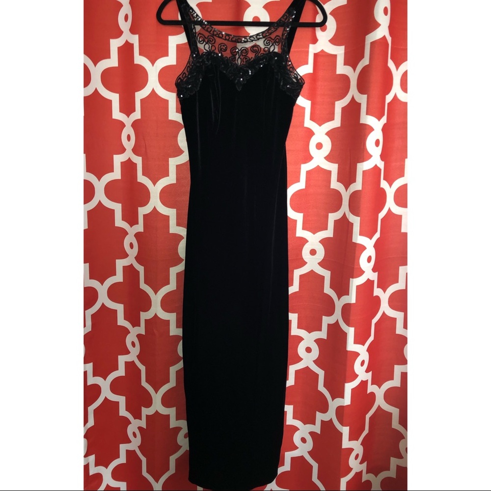Black sequenced evening dress